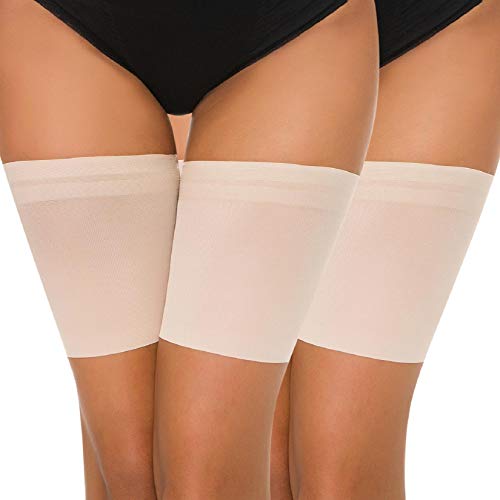 Voqeen Elastische Oberschenkelbänder Damen Socken Schenkel Band Oberschenkel Strumpfband Thigh Bands Oberschenkelband Anti-chafing Anti-rutsch Nicht Scheuern Verhindern Reibung(2 Paar Beige,53-57cm) von Voqeen