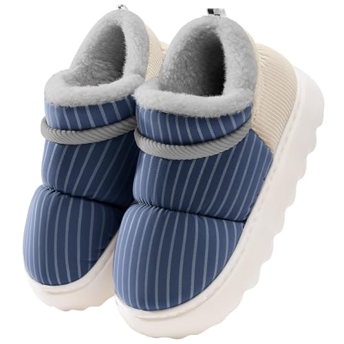 Voqeen Hausschuhe Damen Herren Flauschige Winter Wasserdicht Dick Gemütlich Unisex Pantoffeln Rutschfest Wolke Hüttenschuhe für Innen Außen von Voqeen