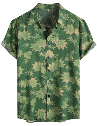 Voqeen Herren Hawaii Hemd Kurzarm Sommer Freizeithemden Blumenmuster kurzärmelig Casual Hemden Für Strand Urlaub Surf Party von Voqeen