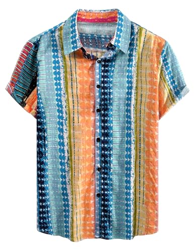 Voqeen Herren Hawaii Hemd Kurzarm Sommer Freizeithemden Blumenmuster kurzärmelig Casual Hemden Für Strand Urlaub Surf Party von Voqeen