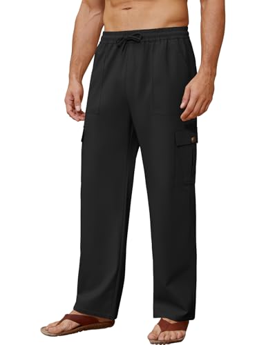 Voqeen Leinenhose Herren Relaxed Fit Lässige Sommerhose Herren Elastische Taille Freizeithose mit Cargo Pockets Leichte Linen Pants Straight-Legs Cargohose Voqeen Leinenhose Herren Relaxed Fit Lässige Sommerhose Herren Elastische Taille Freizeithose mit Cargo Pockets Leichte Linen Pants Straight-Legs Cargohose von Voqeen