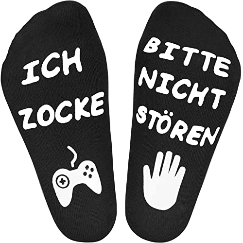 Voqeen Lustige Socken mit Motiv BITTE NICHT STÖREN ICH ZOCKE Personalisierte socken Gamer Geschenk Gaming Socken Fun Socken Geschenke Geburtstag Socken für Herren und Damen Ein Paar von Voqeen