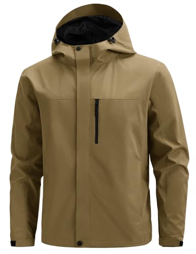 Voqeen Regenjacke Herren Leichter Wasserdichte Softshelljacke Für Herren Atmungsaktive Lässige Übergangsjacke Mit Kapuze Outdoor Funktionsjacke Zum Laufen Radfahren Wandern Klettern Sport von Voqeen