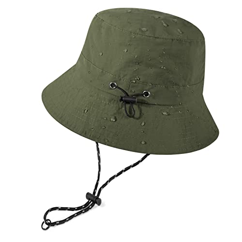 Voqeen Sonnenhut Fischerhut Damen Herren Outdoor Faltbar Anglerhut Sonnenschutz Wasserdichter UPF 50+ Unisex Sommerhut Wanderhut Regenhut 54-62cm,Grün von Voqeen