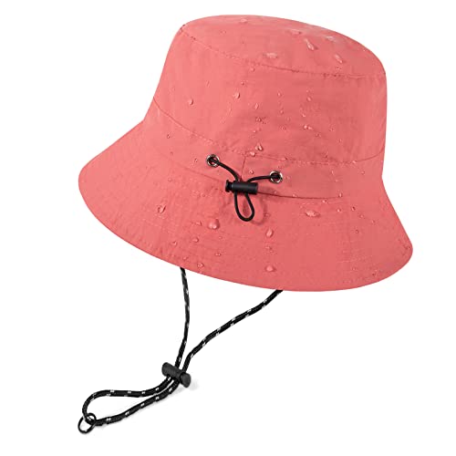 Voqeen Sonnenhut Fischerhut Damen Herren Outdoor Faltbar Anglerhut Sonnenschutz Wasserdichter UPF 50+ Unisex Sommerhut Wanderhut Regenhut 54-62cm,Ziegelrot von Voqeen