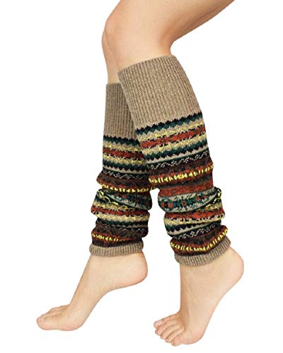 Voqeen Stulpen Damen Beinwärmer Knie Socken Böhme Gehäkelt Gestrickt Stulpen Bein Wärmer Beinstulpen Strümpfe Gestreift Strümpfe Socken Verdicken Tanzen Strumpf Lange Beinwärmer von Voqeen