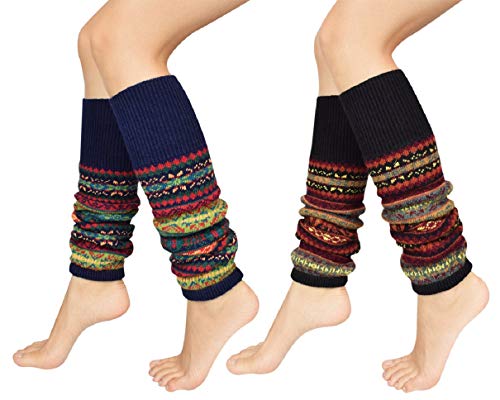 Voqeen Stulpen Damen Beinwärmer Knie Socken Böhme Gehäkelt Gestrickt Stulpen Bein Wärmer Beinstulpen Strümpfe Gestreift Strümpfe Socken Verdicken Tanzen Strumpf Lange Beinwärmer von Voqeen