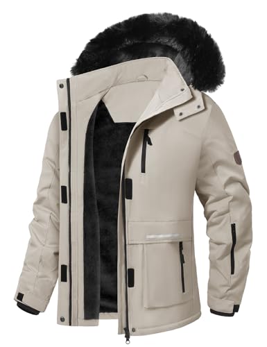 Voqeen Winterjacke Damen Wasserdicht Skijacke Fleece Schnee Skianzug Winddicht Atmungsaktiv Verdickt Skimantel mit Abnehmbarer für Damen von Voqeen