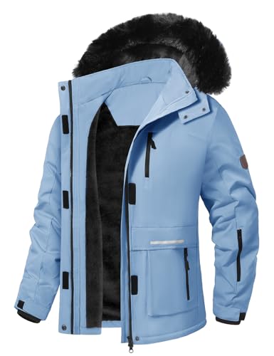Voqeen Winterjacke Damen Wasserdicht Skijacke Fleece Schnee Skianzug Winddicht Atmungsaktiv Verdickt Skimantel mit Abnehmbarer für Damen von Voqeen