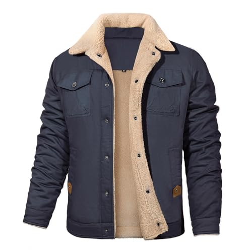 Voqeen Winterjacke Herren Fleece Gefüttert Cargo Jacke Warme Herren Fliegerjacke Militär Winddichte Winter Outdoor Casual Übergangsjacke arbeitsjacke von Voqeen