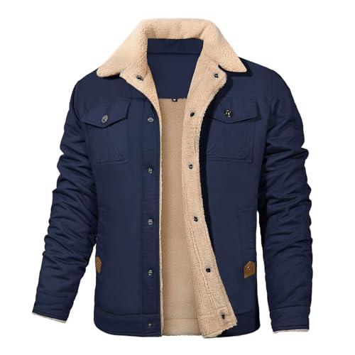 Voqeen Winterjacke Herren Fleece Gefüttert Cargo Jacke Warme Herren Fliegerjacke Militär Winddichte Winter Outdoor Casual Übergangsjacke arbeitsjacke von Voqeen