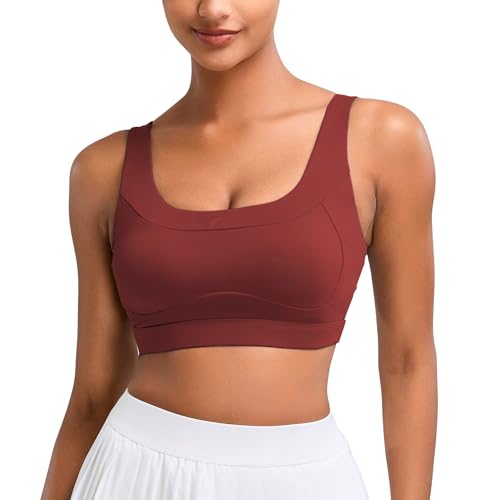 Vorcy Sport-BHs für Damen, Lauf-BH, Workout-BH, U-Rücken, Sport-BH, U-Ausschnitt, gepolstert, weinrot, M Vorcy Sport-BHs für Damen, Lauf-BH, Workout-BH, U-Rücken, Sport-BH, U-Ausschnitt, gepolstert, weinrot, M von Vorcy
