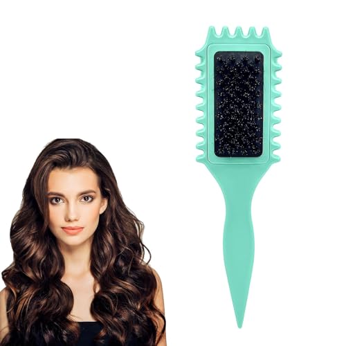 Vordpe Elastische Lockenbürste, 2024 Elastische Lockenbürste Define Stylingbürste, Lockenbürste, Wildschweinborsten Haarbürste, Formen und Definieren für Frauen (Hellgrün) von Vordpe