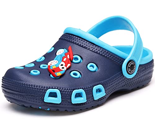 Vorgelen Gartenschuhe Kinder Clogs Pantoletten Mädchen Hausschuhe Sandalen Jungen Badeschuhe Hohl Pantoletten rutschfeste Dunkelblau 28 EU=Etikett 29 von Vorgelen