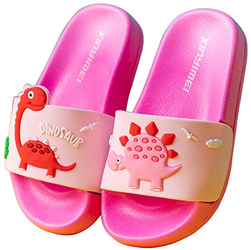 Vorgelen Kinder Badelatschen Sommer Flache Hausschuhe Jungen Mädchen Dusch-& Badeschuhe rutschfeste Strand Pantoletten Leicht Slipper Sandalen Rose-Pink 34/35 EU = Hersteller 35/220 von Vorgelen