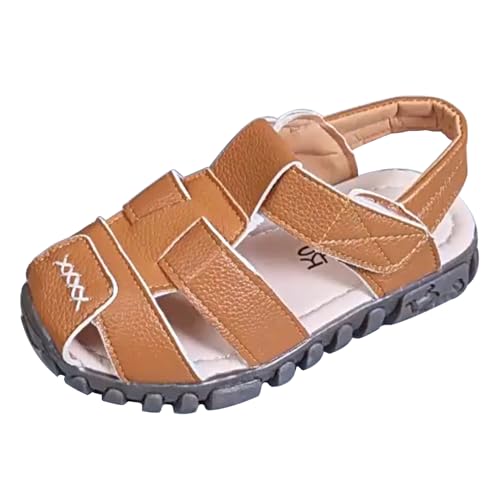 Vorgelen Kinder Geschlossene Sandalen Jungen Mädchen Leder Sandaletten Rutschfest Sommer Schuhe Weiche Sohle Sandalen Outdoor Trekkingsandalen Gelb 22 EU = 23 CN von Vorgelen