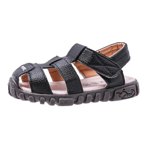 Vorgelen Kinder Geschlossene Sandalen Jungen Mädchen Leder Sandaletten Rutschfest Sommer Schuhe Weiche Sohle Sandalen Outdoor Trekkingsandalen Schwarz 21 EU = 22 CN von Vorgelen