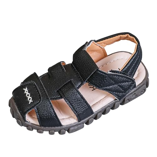 Vorgelen Kinder Geschlossene Sandalen Jungen Mädchen Leder Sandaletten Rutschfest Sommer Schuhe Weiche Sohle Sandalen Outdoor Trekkingsandalen Schwarz 22 EU = 23 CN von Vorgelen