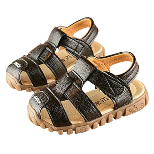 Vorgelen Kinder Geschlossene Sandalen Jungen Mädchen Leder Sandaletten Rutschfest Sommer Schuhe Weiche Sohle Sandalen Outdoor Trekkingsandalen Schwarz 23 EU = 24 CN von Vorgelen