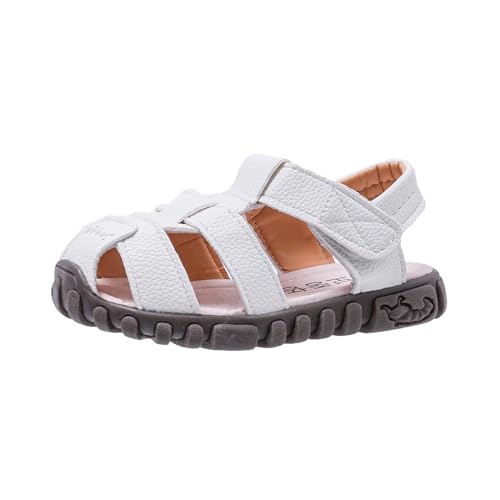 Vorgelen Kinder Geschlossene Sandalen Jungen Mädchen Leder Sandaletten Rutschfest Sommer Schuhe Weiche Sohle Sandalen Outdoor Trekkingsandalen Weiß 20 EU = 21 CN von Vorgelen