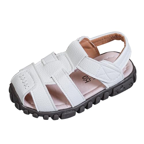 Vorgelen Kinder Geschlossene Sandalen Jungen Mädchen Leder Sandaletten Rutschfest Sommer Schuhe Weiche Sohle Sandalen Outdoor Trekkingsandalen Weiß 21 EU = 22 CN von Vorgelen