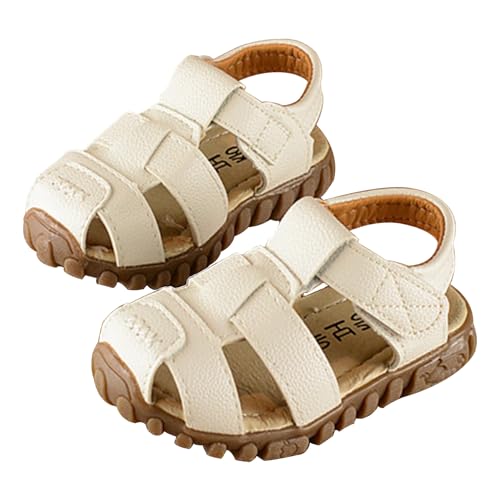 Vorgelen Kinder Geschlossene Sandalen Jungen Mädchen Leder Sandaletten Rutschfest Sommer Schuhe Weiche Sohle Sandalen Outdoor Trekkingsandalen Weiß 28 EU = 29 CN von Vorgelen