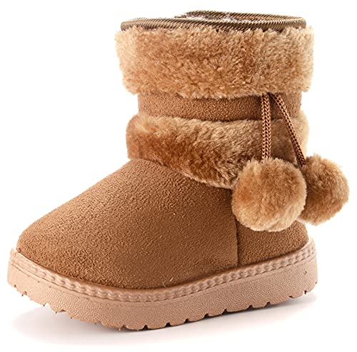 Vorgelen Kinder Wärme Gefütterte Schneestiefel Mädchen Winterschuhe Baby Rutschfest Stiefel Kleinkindschuhe Weichsohlen Schlupfstiefel (152 Braun/Größe: 19 EU = Etikett 20) von Vorgelen