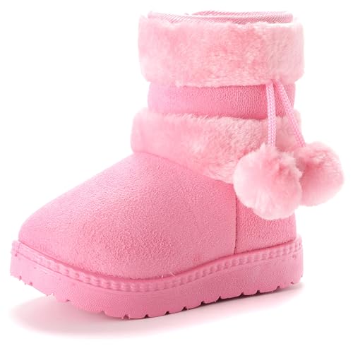 Vorgelen Kinder Wärme Gefütterte Schneestiefel Mädchen Winterschuhe Baby Rutschfest Stiefel Kleinkindschuhe Weichsohlen Schlupfstiefel (152 Pink/Größe: 19 EU = Etikett 20) von Vorgelen