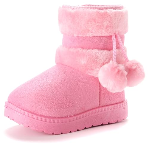 Vorgelen Kinder Wärme Gefütterte Schneestiefel Mädchen Winterschuhe Baby Rutschfest Stiefel Kleinkindschuhe Weichsohlen Schlupfstiefel (152 Pink/Größe: 20 EU = Etikett 21) von Vorgelen