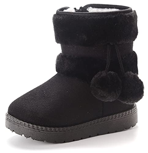 Vorgelen Kinder Wärme Gefütterte Schneestiefel Mädchen Winterschuhe Baby Rutschfest Stiefel Kleinkindschuhe Weichsohlen Schlupfstiefel (152 Schwarz/Größe: 19 EU = Etikett 20) von Vorgelen