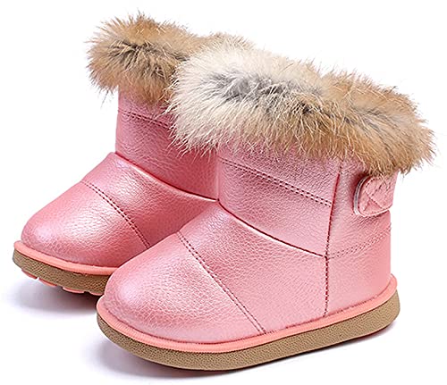 Vorgelen Kinder Wärme Gefütterte Schneestiefel Mädchen Winterschuhe Baby rutschfest Stiefel Kleinkindschuhe Weichsohlen Schlupfstiefel (153 Pink/Größe: 20 EU = Etikett 21) von Vorgelen