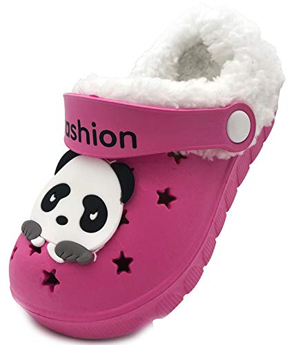Vorgelen Kinder Winter Clogs Warme Gefüttert Hausschuhe Mädchen Jungen Plüsch Pantoffeln Weichem rutschfeste Gartenschuh Licht Slipper Indoor Outdoor/Pink-A (31/32 EU = Etikettengröße: 200) von Vorgelen