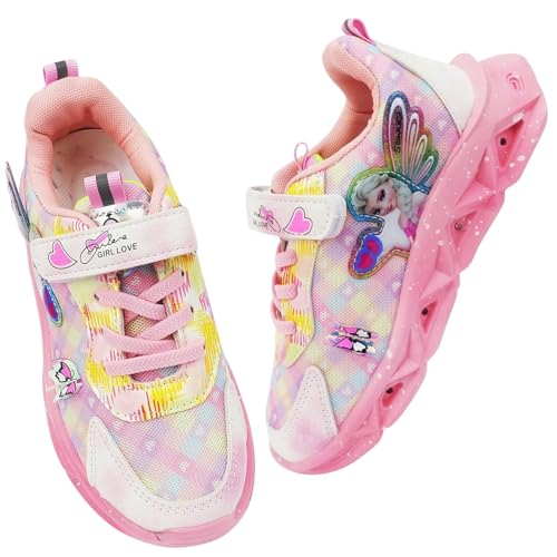 Vorkhuaeri Kinder ELSA Turnschuhe für Mädchen, Kinderschuhe Sportschuhe Prinzessin Schuhe Mädchen Mesh Sneaker (A1-Rosa-Mesh2,26) von Vorkhuaeri