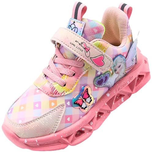 Vorkhuaeri Kinder ELSA Turnschuhe für Mädchen, Kinderschuhe Sportschuhe Prinzessin Schuhe Mädchen Mesh Sneaker (A2-Rosa,27) von Vorkhuaeri
