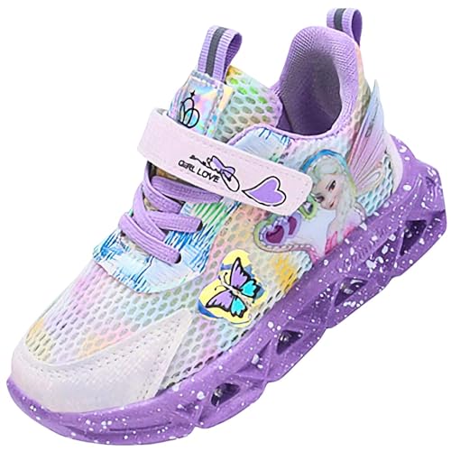 Vorkhuaeri Kinder ELSA Turnschuhe für Mädchen, Kinderschuhe Sportschuhe Prinzessin Schuhe Mädchen Mesh Sneaker (A3-Purple-Mesh,26) von Vorkhuaeri
