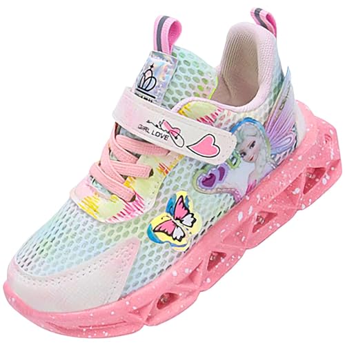 Vorkhuaeri Kinder ELSA Turnschuhe für Mädchen, Kinderschuhe Sportschuhe Prinzessin Schuhe Mädchen Mesh Sneaker (A3-Rosa-Mesh,24) von Vorkhuaeri