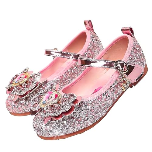 Vorkhuaeri Kinderschuh Prinzessin Schuhe ELSA Mädchen Flache Sportschuhe für Kinder Tanz Turnschuhe Prinzessin Kostüm Schuhe für Dress Up Party Cosplay (A1-Rosa,32) von Vorkhuaeri