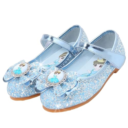 Vorkhuaeri Kinderschuh Prinzessin Schuhe ELSA Mädchen Flache Sportschuhe für Kinder Tanz Turnschuhe Prinzessin Kostüm Schuhe für Dress Up Party Cosplay (B3-Blue,29) von Vorkhuaeri