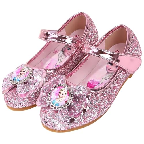 Vorkhuaeri Kinderschuh Prinzessin Schuhe ELSA Mädchen Flache Sportschuhe für Kinder Tanz Turnschuhe Prinzessin Kostüm Schuhe für Dress Up Party Cosplay (C1-Rosa,28) von Vorkhuaeri