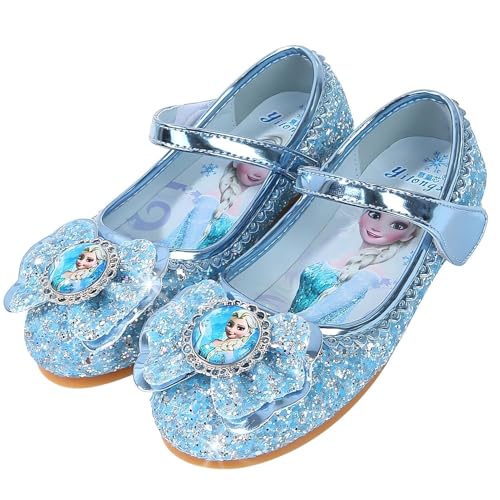 Vorkhuaeri Kinderschuh Prinzessin Schuhe ELSA Mädchen Flache Sportschuhe für Kinder Tanz Turnschuhe Prinzessin Kostüm Schuhe für Dress Up Party Cosplay (C3-Blue,34) von Vorkhuaeri