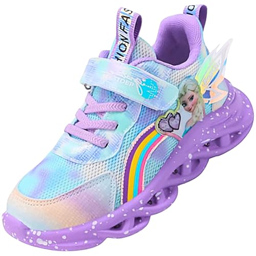 Vorkhuaeri Kinderschuhe Mädchen ELSA Turnschuhe, Kinder Prinzessin Schuhe Sneaker Sportschuhe für Mädchen Mesh Shoes (A2-Purple-Mesh2,31) von Vorkhuaeri