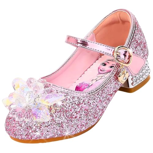Vorkhuaeri Mädchen Prinzessin ELSA Schuhe Stöckelschuhe Kinder Glitzer Tanz Sneakers Prinzessin Kostüm Kinderschuhe für Dress Up Party Cosplay Hochzeit (C3-Rosa,24) von Vorkhuaeri