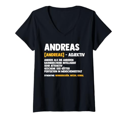 Damen Andreas T-Shirt mit V-Ausschnitt Damen Andreas T-Shirt mit V-Ausschnitt von Vorname Andreas