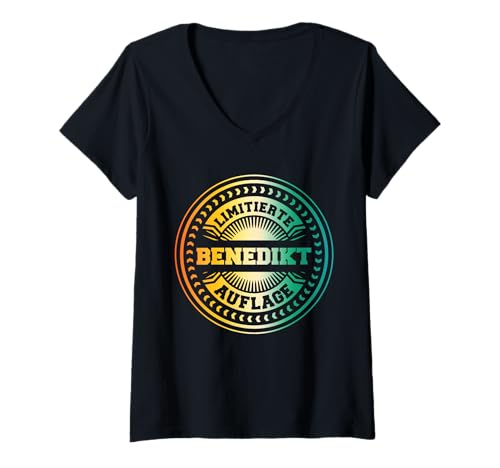 Damen Benedikt T-Shirt mit V-Ausschnitt von Vorname Benedikt