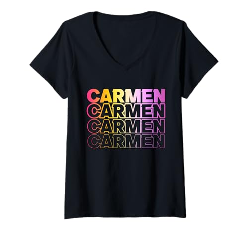 Damen Carmen T-Shirt mit V-Ausschnitt von Vorname Carmen