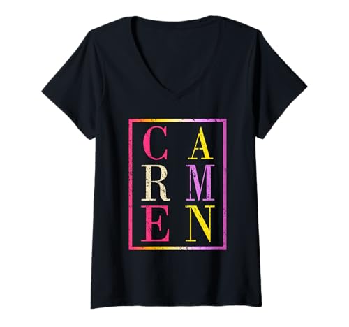 Damen Carmen T-Shirt mit V-Ausschnitt von Vorname Carmen