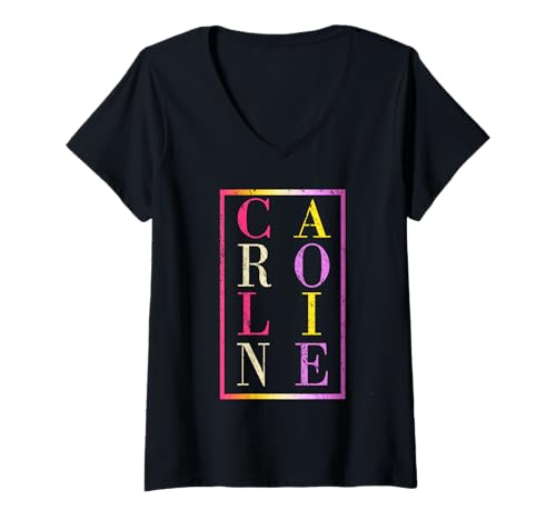 Damen Caroline T-Shirt mit V-Ausschnitt von Vorname Caroline