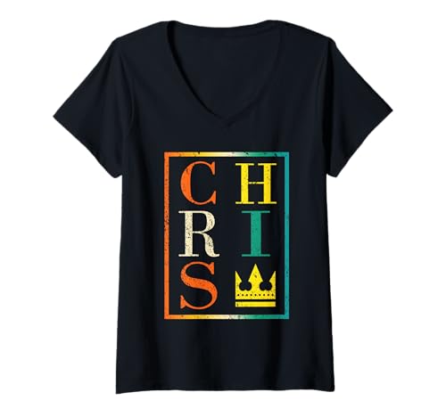 Damen Chris Christopher Christian T-Shirt mit V-Ausschnitt Damen Chris Christopher Christian T-Shirt mit V-Ausschnitt von Vorname Christian Christopher Chris