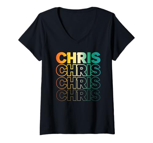Damen Chris Christopher Christian T-Shirt mit V-Ausschnitt Damen Chris Christopher Christian T-Shirt mit V-Ausschnitt von Vorname Christian Christopher Chris