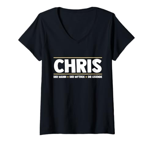 Damen Chris Christopher Christian T-Shirt mit V-Ausschnitt Damen Chris Christopher Christian T-Shirt mit V-Ausschnitt von Vorname Christian Christopher Chris